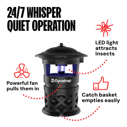 DynaTrap DT1130SR Mosquito & Flying Insect Trap - Outdoor/Indoor, Fly Catcher, Plug-in Bug Catcher/Bug Light, 1/2 Acre Coverage, Black