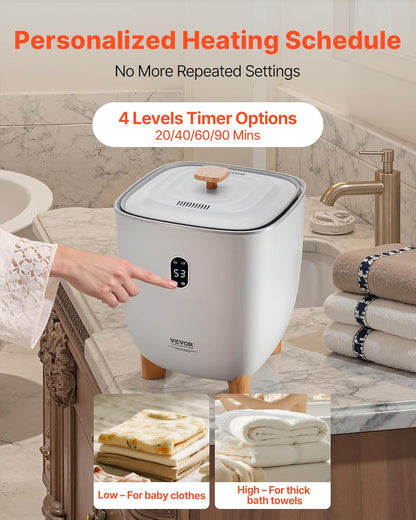 VEVOR Towel Warmers for Bathroom, Towel Warmer Bucket Auto Shut Off for Spa Fits up to 3 Oversized Towels, Blankets, Clothes, Bathrobes, PJ's and More
