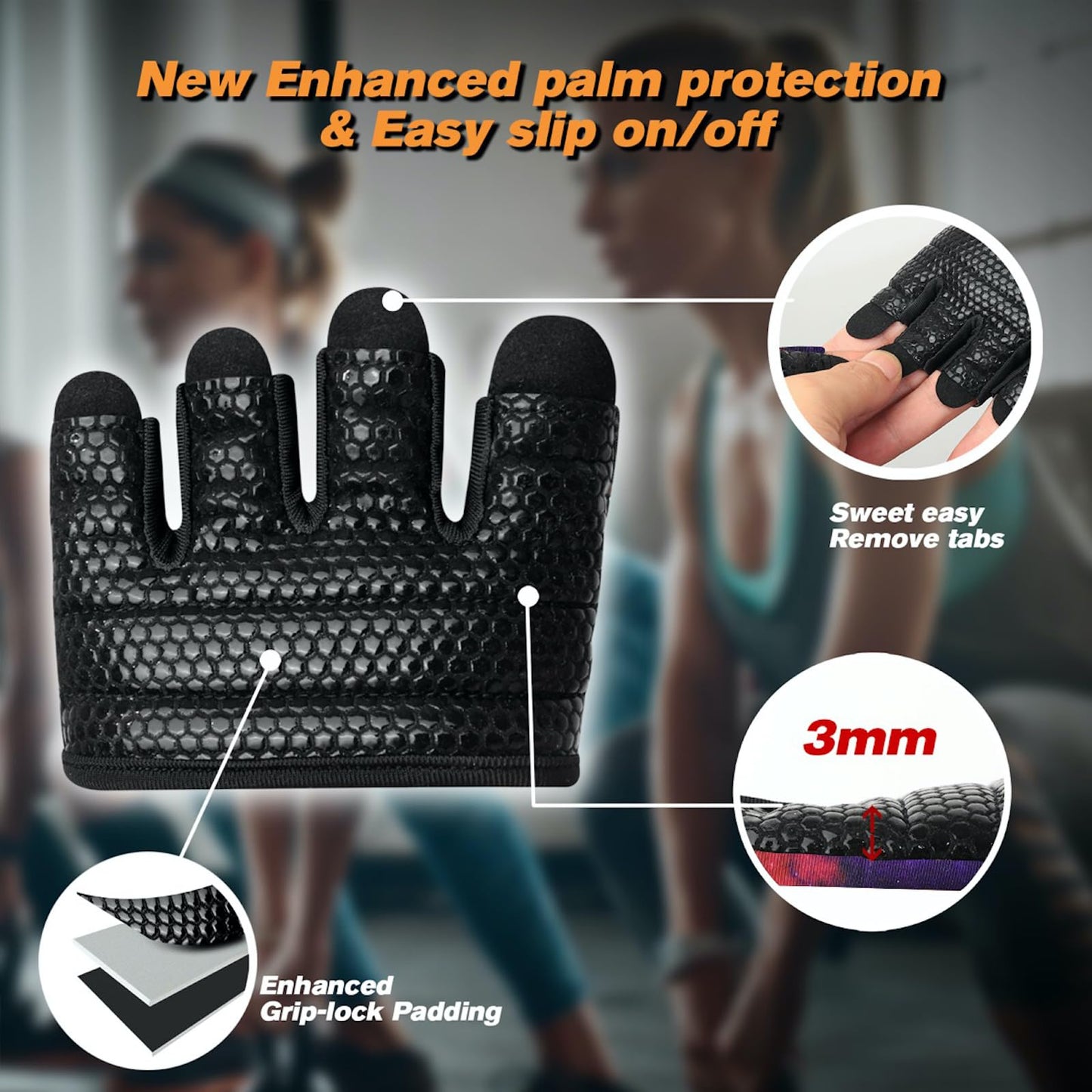 RYMNT Minimal Workout Gloves, Micro Weight Lifting Gloves Grip Pads with Full Palm Protection & Extra Grip for Women Weightlifting,Gym,Cross Training,Powerlifting,WODs.GalaxyPL-Large