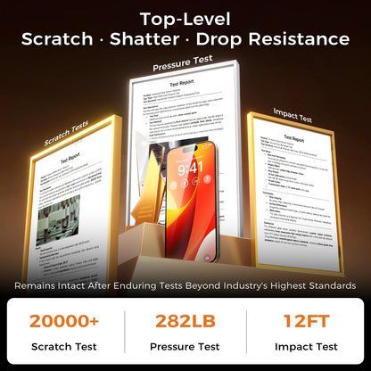 NeverBreak 9H+ Hardness for iPhone 17 Pro Max Screen Protector 12FT Military Grade Protection (Scratch, Shatter, Drop Resistance) Tempered Glass Full Edge Coverage 6.9", 2 Pack with De-Bubble Card