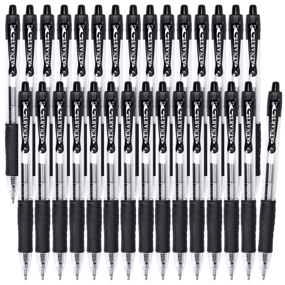 Gel Pens, 30 Pack Black Gel Pen Fine Point, Retractable Gel Ink Rollerball Pens for Smooth Writing (0.7mm) Back to School Supplies