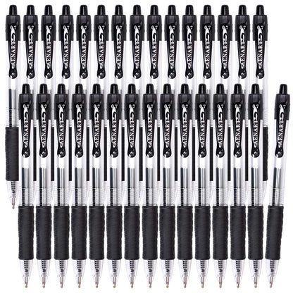 Gel Pens, 30 Pack Black Gel Pen Fine Point, Retractable Gel Ink Rollerball Pens for Smooth Writing (0.7mm) Back to School Supplies
