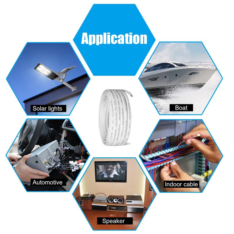Kimbluth 8 Gauge Duplex Marine Wire Tinned Copper Boat Cable, 20ft 8 AWG Standard USA OFC Oxygen Free Copper Wire for Automotive Boat Speakers Solar Outdoors