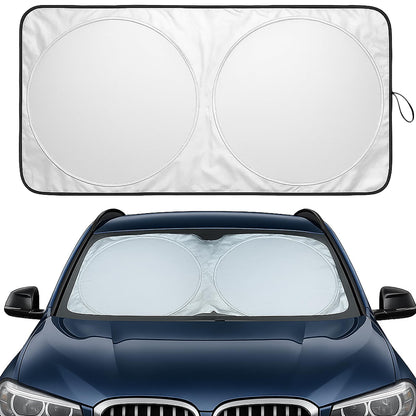 Car Windshield Sun Shade - Foldable Reflective Sun Visor for Cars, SUVs, Trucks, and Vehicles | Heat Blocking Sunshade to Keep Interior Cool | Summer Automotive Accessories