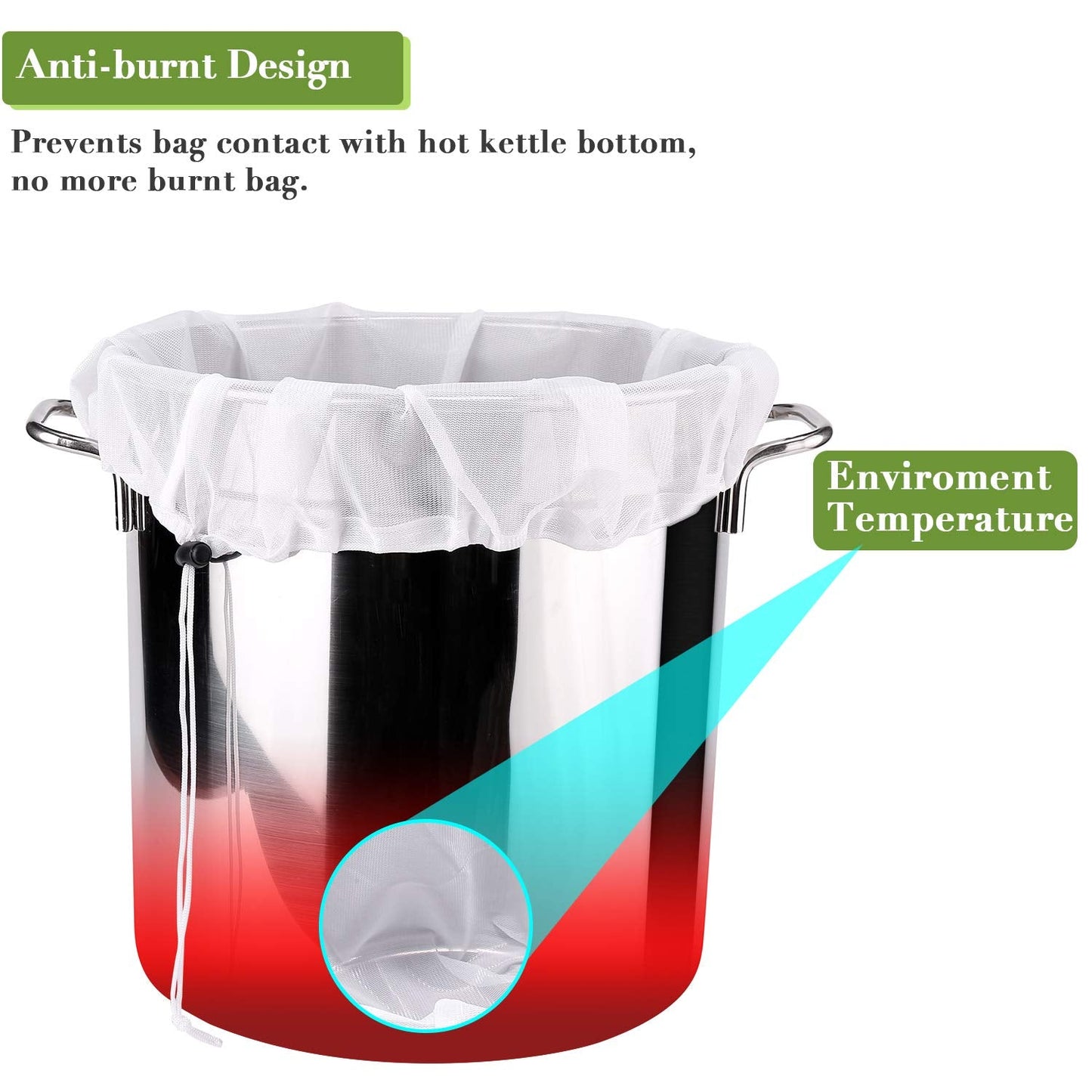 Era Natural Extra Large Brew Bags Reusable, 3 Pack 26"x22" Fine Mesh Strainer Bag for Home Brewing Hops Grains Fruit Cider Apple Grape Wine Beer Making Press Drawstring Straining Brew in a Bag