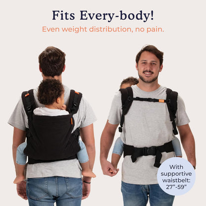 Beco Toddler Carrier with Extra Wide Seat, 100% Cotton Toddler Carrying Backpack Style and Front-Carry, Lightweight & Breathable Child Carrier, Toddler Sling Carrier 20-60 lbs (Metro Black)