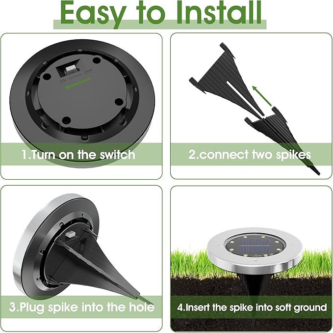 INCX Solar Lights for Outside,12 Pack Solar Lights Outdoor Waterproof, Solar Garden Lights Landscape Lighting for Patio Pathway Lawn Yard Deck Driveway Walkway, Cold White