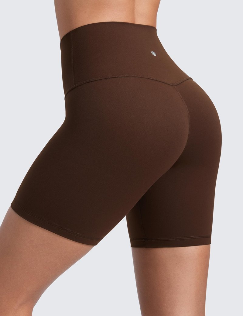 CRZ YOGA ButterLuxe Biker Shorts 6" - High Waisted Workout Running Volleyball Spandex Yoga Womens Lava Brown XX-Small