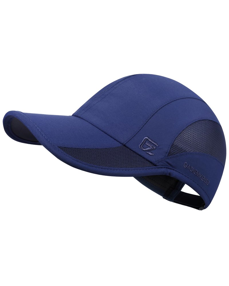 GADIEMKENSD Cooling Running Hat Quick Dry Summer Baseball Cap UPF50+ Sports Sun Caps Breathable Mesh Trucker Dad Hats Unstructured for Golf Tennis Hiking Gym Camp American Blue M/L 7-7 1/2