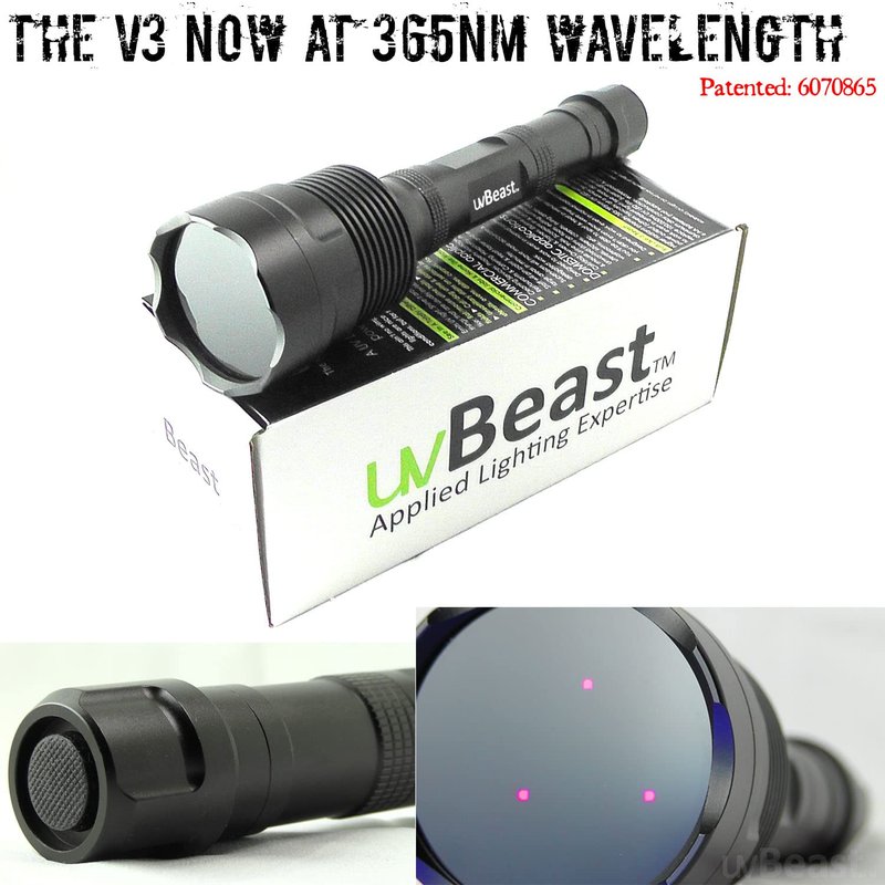 uvBeast V3 365nm Black Light UV Flashlight – High Definition Ultraviolet - HIgh Power and Long Range Professional Grade Beam Best for Professional/Commercial Use – USA Stock