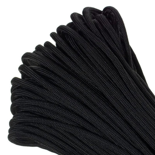 Paracord Planet Genuine Type III 550lb Paracord – Nylon Cord in Solid, Multi, and Reflective Colors – Black (50 ft)
