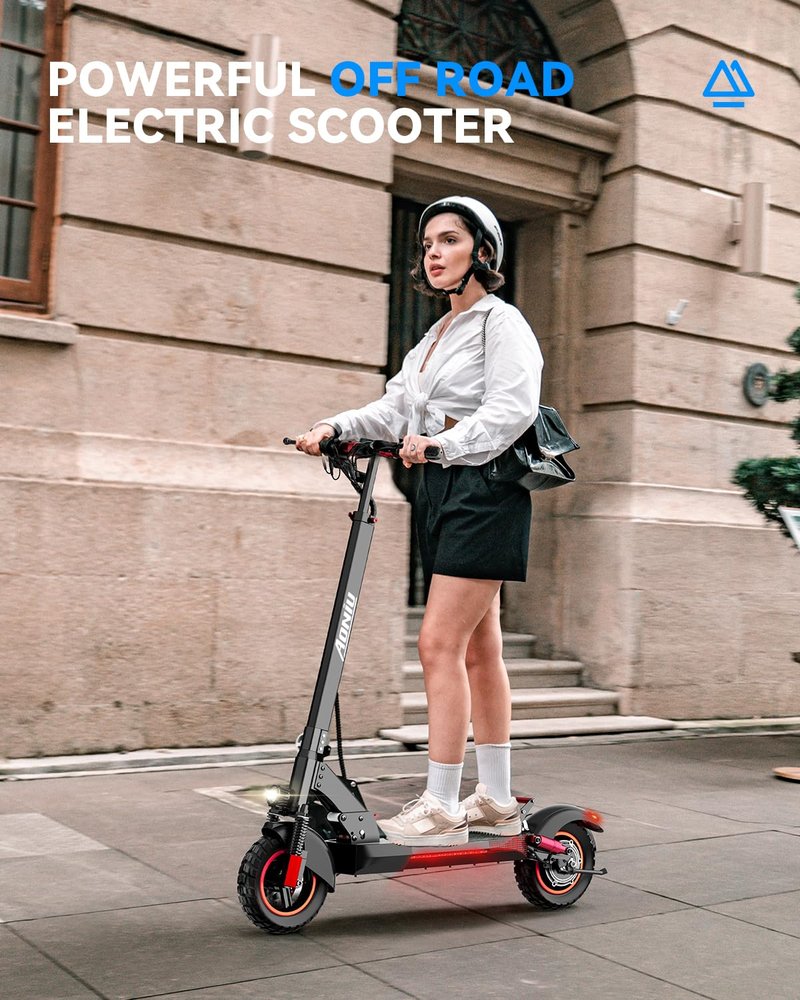 Aoniu M4 Electric Scooter for Adults Escooter with Seat Off Road E Scooter 25-30mph Fast 300 Lbs+ Heavy Duty Electric Scooters Long Range 31 Miles All Terrain Foldable for Teens Commuting