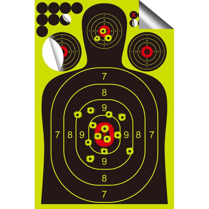 Rsgift 25 Packs Splatter Targets for Shooting,12x18 Inch Adhesive Shooting Targets with Repair Pasters,Reactive Fluorescent Yellow Shooting Targets for Outdoor Indoor Shooting Practice