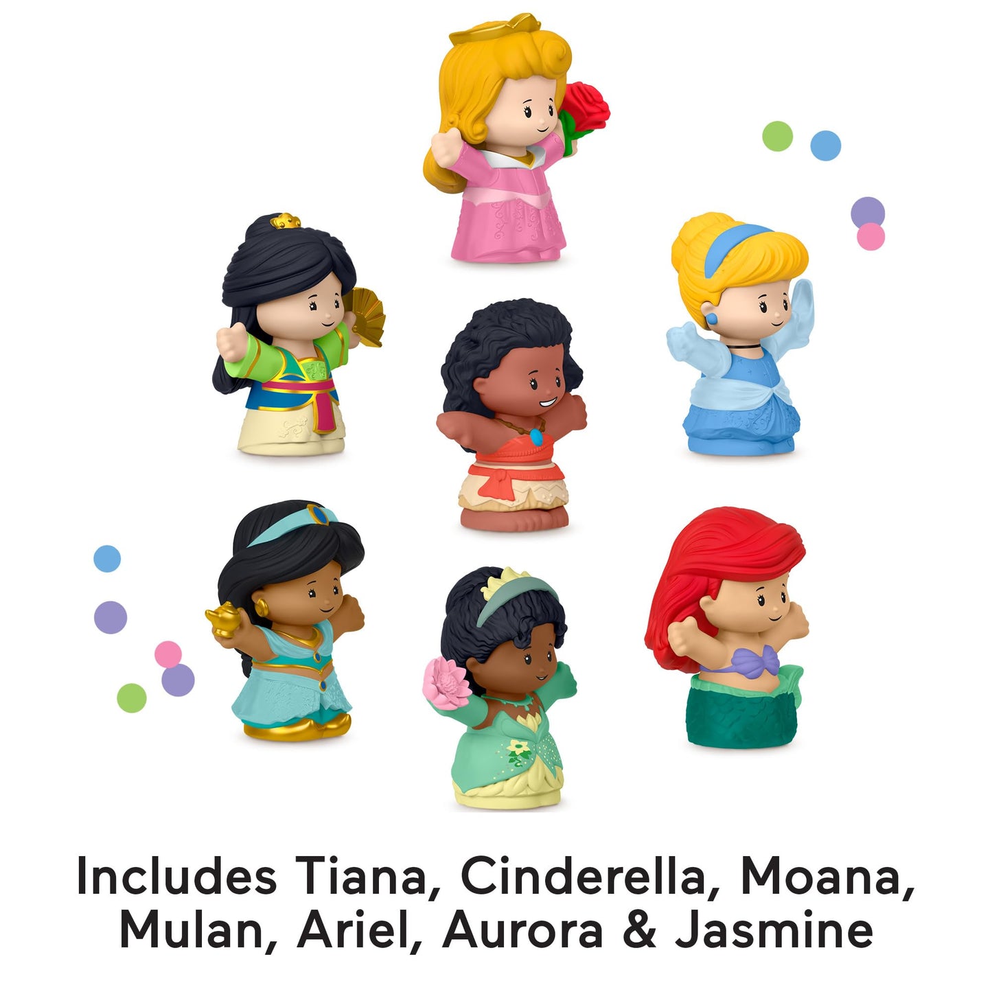 Fisher-Price Little People Disney Princess Toys, Set of 7 Character Figures for Toddler and Preschool Pretend Play, HJW75