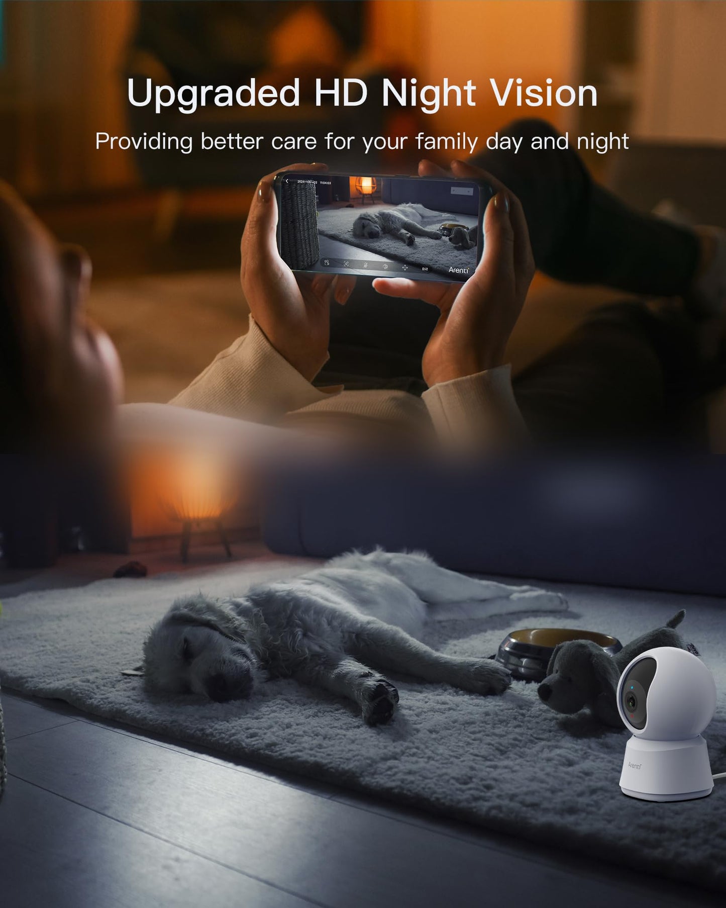 ARENTI 5G Security Camera Indoor, 4MP Pet Camera with Speaker for Dog/Cat, Baby Monitor with Phone App, Dual-Band WiFi, Auto Tracking, Super Night Vision, 2-Way Talk, Cloud & SD Card Storage