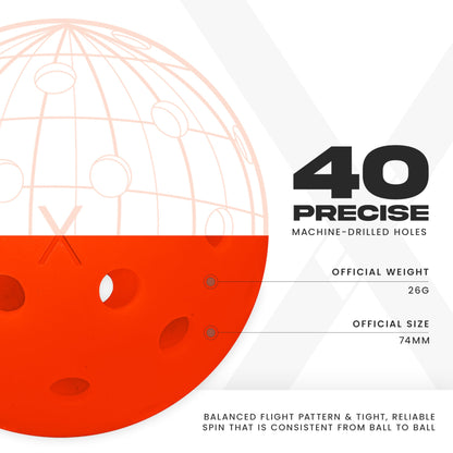 Franklin Sports X-40 Pickleballs - Outdoor Pickleballs - 100 Pack Bulk - USA Pickleball Approved - Ember - Official Ball of US Open Pickleball Championships