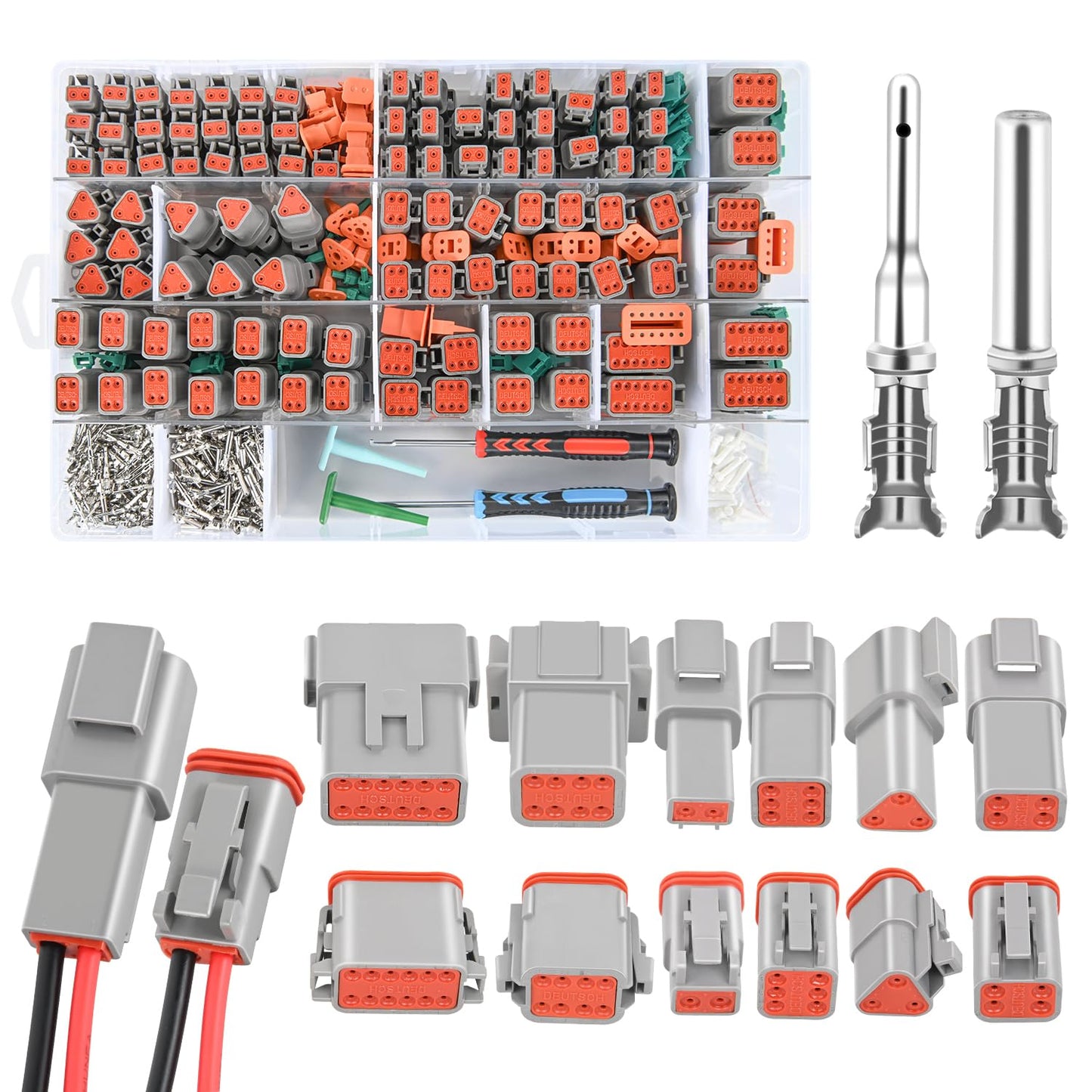 Nilight 2 3 4 6 8 12 PIN DT Connector Kit 50 Sets Size 16 Stamped Formed Contacts for 14-18 AWG Wires DT Series w/Removal Tool for Car Truck Motorcycle Off-Road Vehicles Boat