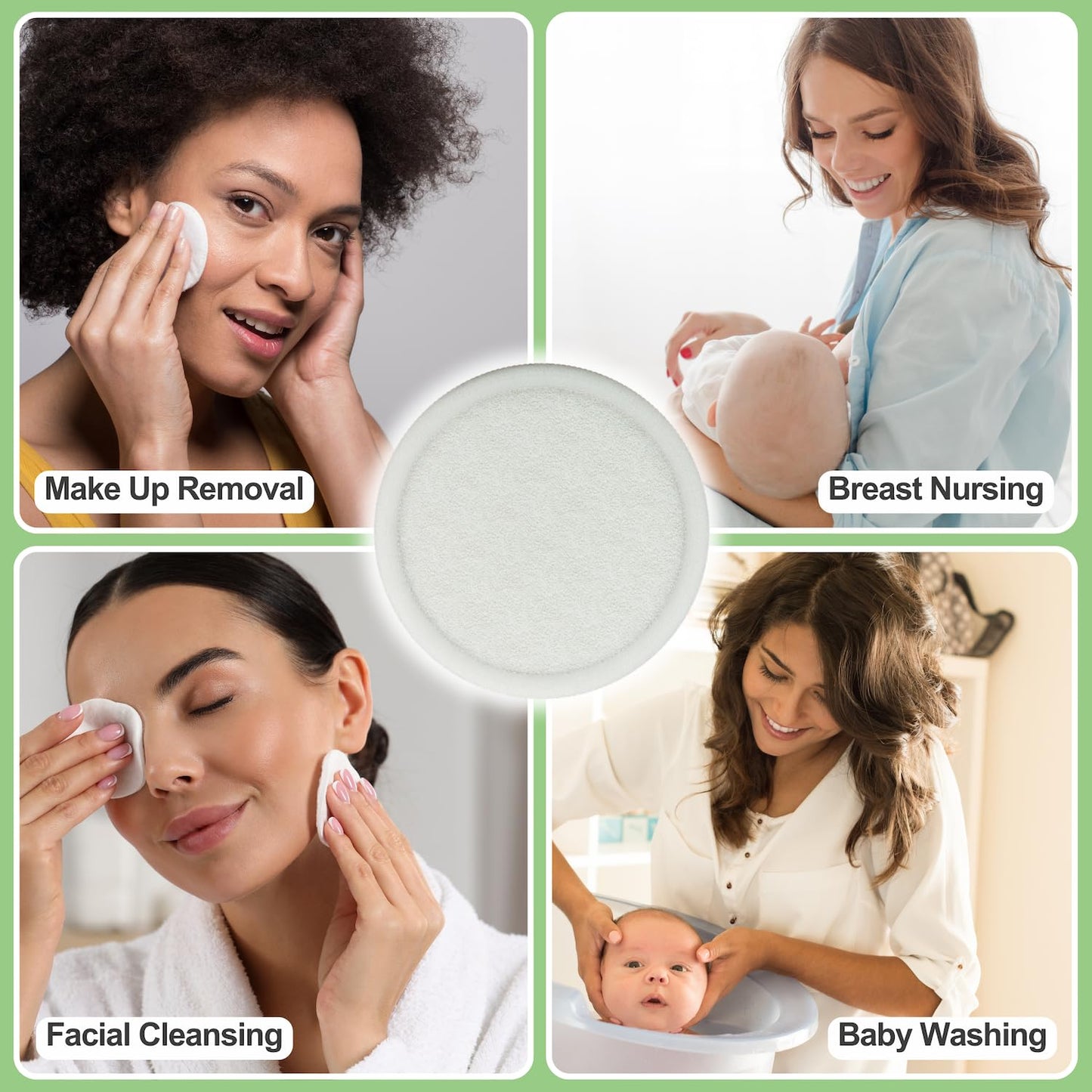 TRIBOO (21-Pack) Reusable Cotton Pads, Super Soft Bamboo Cotton Wool Pads, Reusable Makeup Remover Pads with Skin Care Hacks E-Book, Large Cotton Wool Pads for Face, Breast Pads & Baby