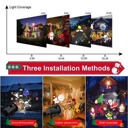 Christmas Halloween Lights Projector,Waterproof IP65 Indoor Motion Remote Control 10W LED Projector, 16 Slides Holiday Light Party Outdoor Garden House Apartment Kids Room Night Light