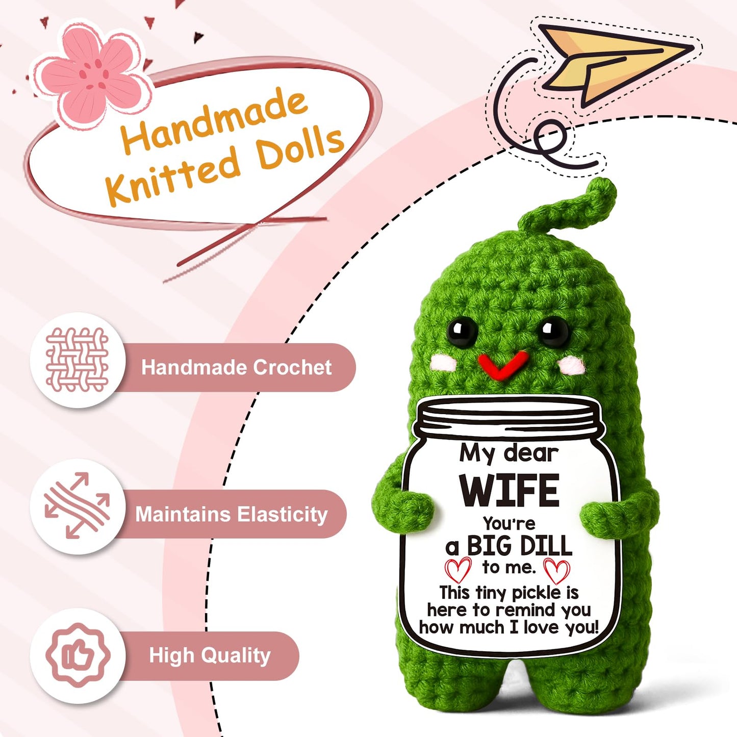 Valentines Day Gifts for Him Her Boyfriend Girlfriend, Handmade Crochet Pickle Valentines Gifts for Wife Husband, I Love You Birthday Gift To My Love Wedding Anniversary Romantic Gift for Couples