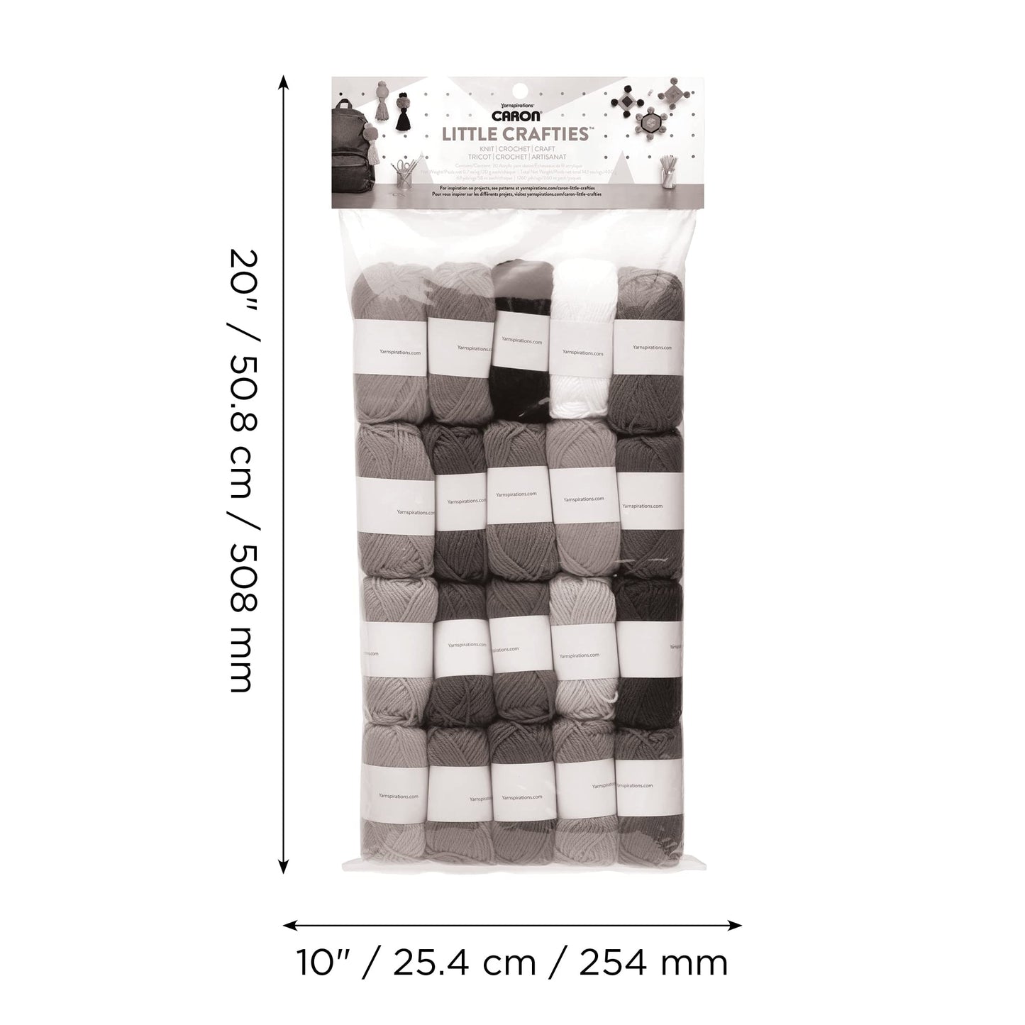 Caron Little Crafties Acrylic Mini Yarn Multipack 20 Count (Pack of 1) – Knitting, Crocheting & Art Projects – Machine Washable & Dryable – Durable Light Weight Yarn Kit