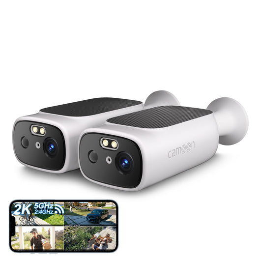 2K Solar Security Cameras Wireless Outdoor-2.4/5Ghz WiFi Cameras for Home Security, AI Motion Detection, Color Night Vision, SD Card/Cloud Storage, Waterproof, Work with Alexa/Google Home (4 Cameras)