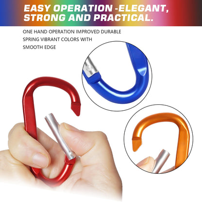 12PCS Carabiner Keychain Clip - 3" Aluminum Caribeener Key Clip,D Ring Shape Nonlocking Carabeaner Hook Buckle,Multi-Function Spring Snap Key Clips Tool for Home,Camping,Hiking,Traveling,Backpack