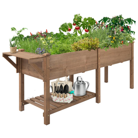 Gowoodhut Raised Garden Bed with Legs Outdoor, Elevated Garden Box with Legs, Large Storage Shelf for Vegetable, Flower, Herb, Easy to Assemble，81x23x31 in
