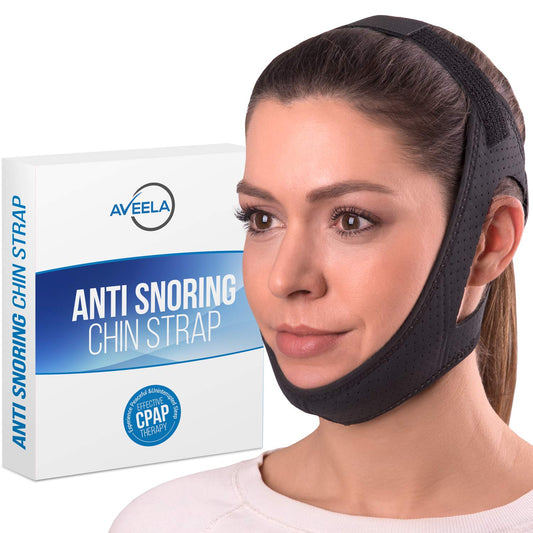 AVEELA Chin Strap for Sleeping | 3 Sizes Anti Snoring Chin Strap, Anti Snoring Device for Men and Women | Double Airflow Jaw Strap, Stop Snoring Solution Chin Strap - Medium Chin Strap for CPAP Users