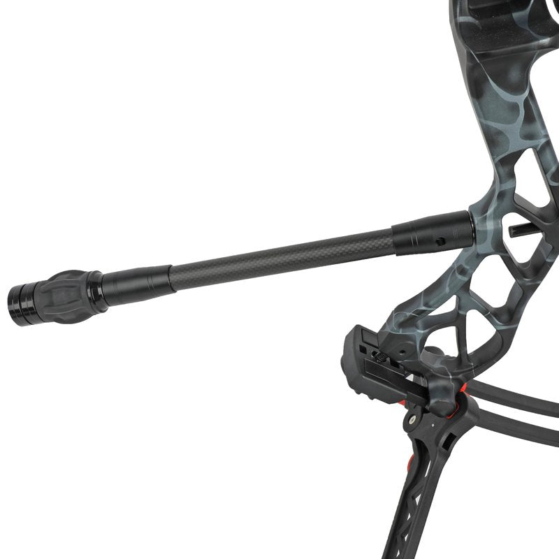 AMEYXGS Archery Bow Stabilizer for Compound Bow, 3K Carbon Fiber 6", 8", 10", 12" Rods, Damping System, Weights Kit, Single Side V-Bar Mount,Quick Disconnect (12″)