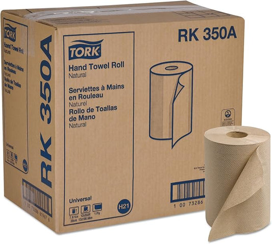 Tork Paper Hand Towel Roll Natural H21, 100% Recycled Fiber, 12 Rolls x 350 ft