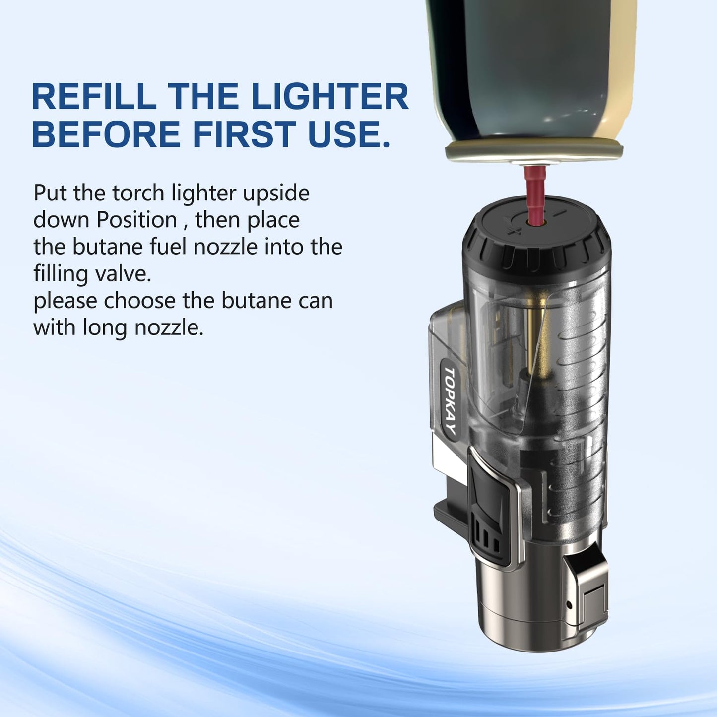 Cigar Lighter Triple Jet Flame Butane Torch Lighters Windproof Butane Refillable Gas Torch Lighters with a Gift Box, 2 Pack (Without Gas)