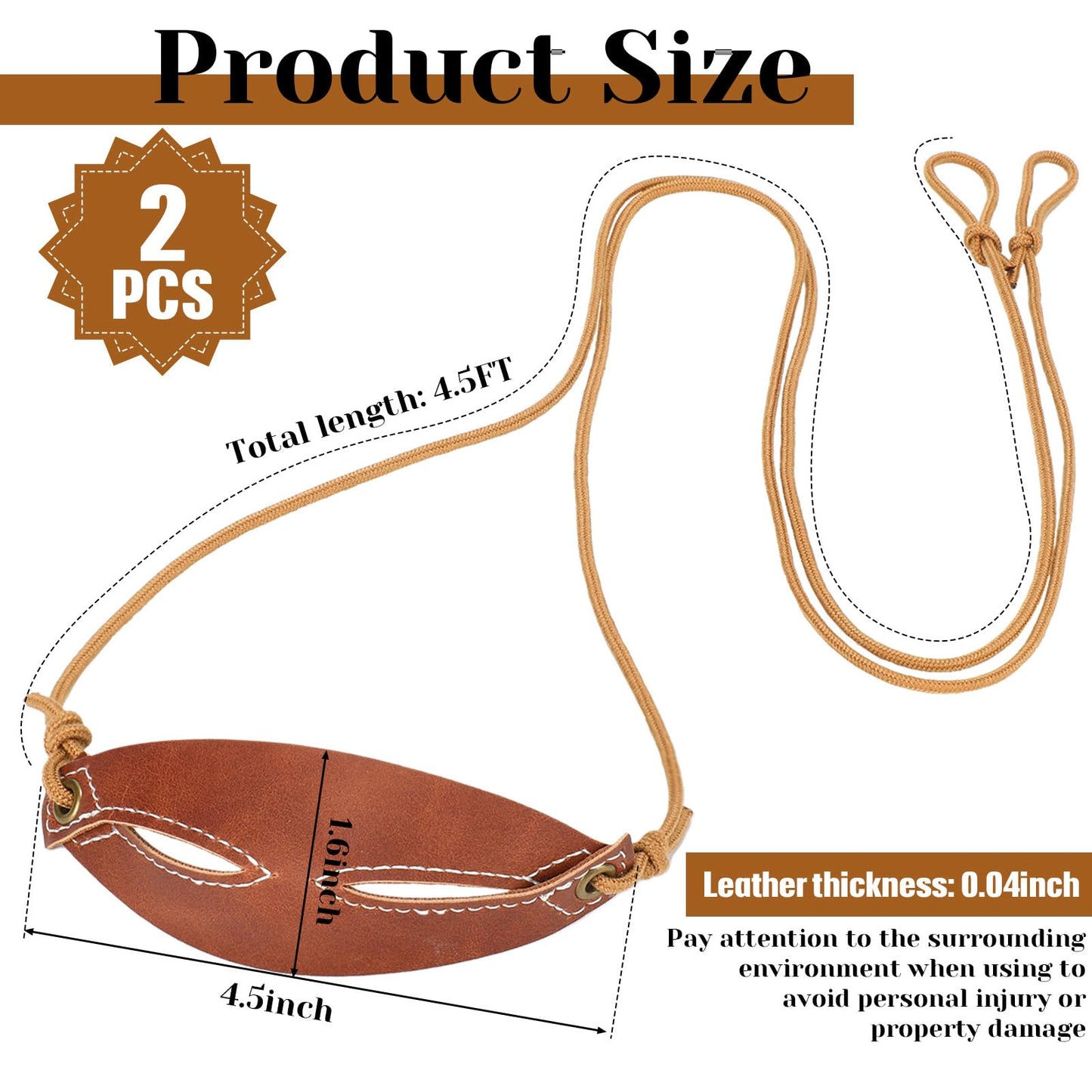 Teyva Daily 2pcs Leather Shepherd Sling Handmade Paracord Shepherds Old Fashioned Slingshot Tennis Ball Thrower for Outdoor Sports Recreation(Breathable Fold,Brown)