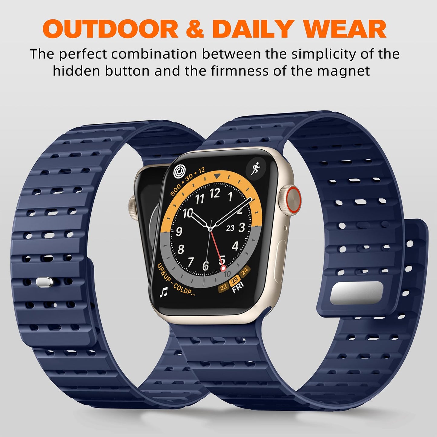 Bandletic Magnetic Strap Compatible with Apple Watch Strap 45mm 44mm 46mm 49mm 42mm, Soft Silicone Sport Band for Apple Watch Ultra 3/2/1/SE/iWatch Series 11 10 9 8 7 6 5 4 3 2 1 Women Men,Navyblue