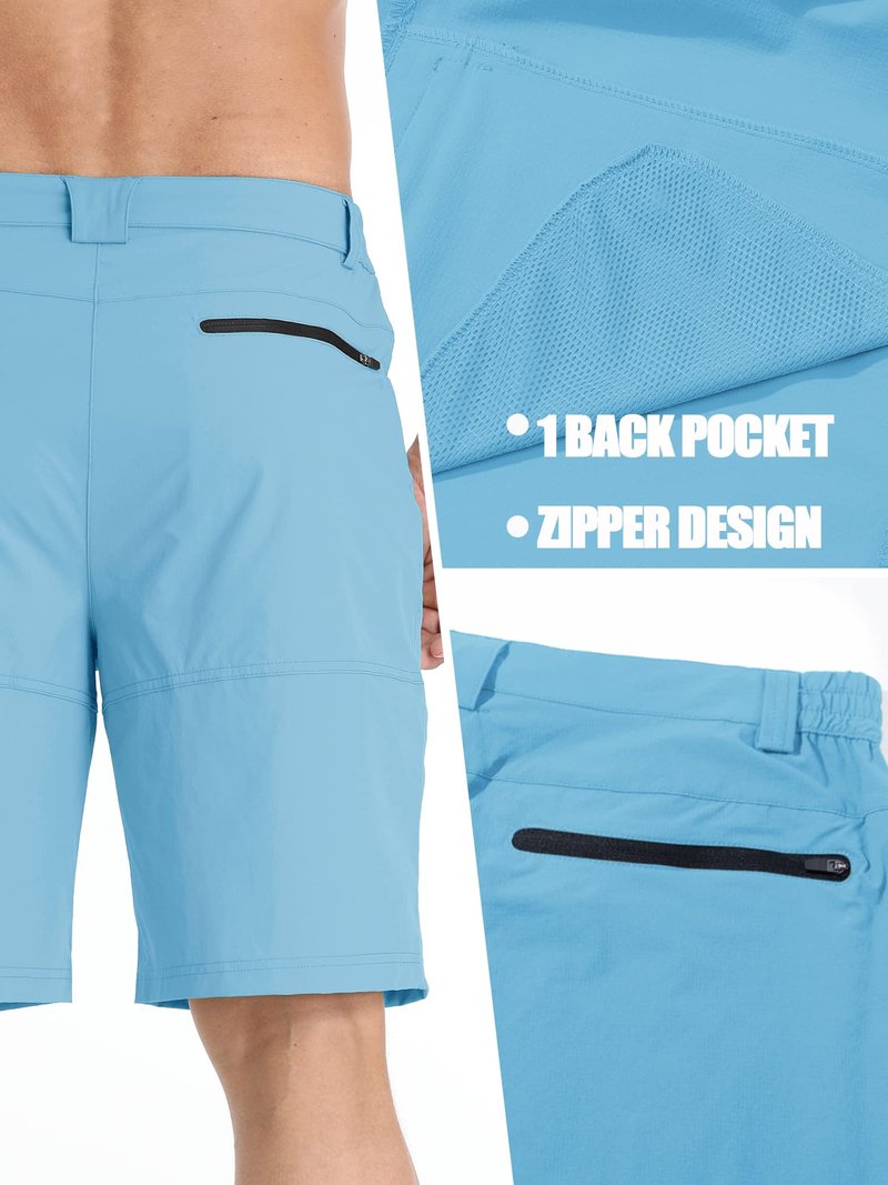 TACVASEN Mens 10" Hiking Shorts Golf Outdoor Lightweight Quick Dry Summer Casual Dress Fishing Shorts with Zipper Pockets Sky Blue 30