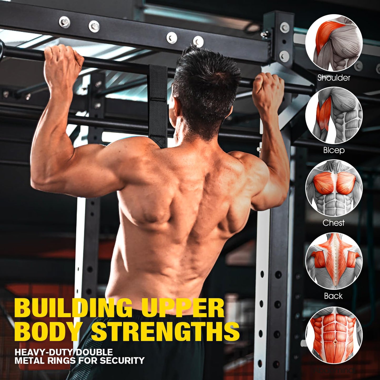 Ayombo Pull Up Assistance Bands, Resistance Bands for Pull Up Bar Workout, Adjustable Heavy Duty Pull Up Assist Equipment with 4 Assistance Bands, Home Gym Strength Training, Fitness Best Partner