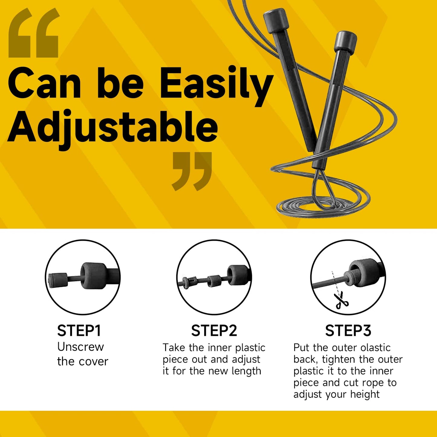 AIO EYEUY Adjustable Jump Rope for Fitness and Exercise-PVC Skipping Rope for Men,Women and Kids-Tangle-Free for Keeping Fit, Training, Workout 10 Pack Black