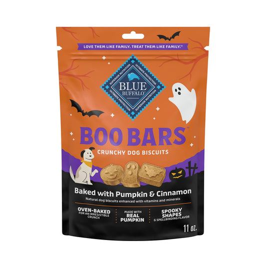 Blue Buffalo Boo Bars Crunchy Dog Biscuits, Natural Halloween-Shaped Treats, Pumpkin & Cinnamon Recipe, 11-oz Bag