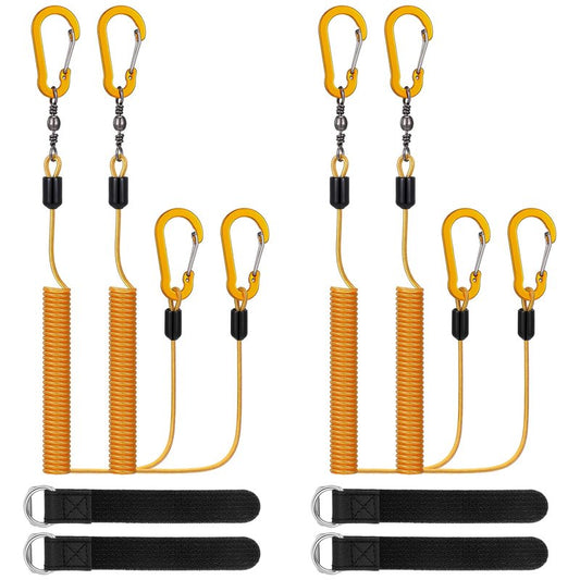 Gejoy 8 Pcs Kayak Paddle Leash Heavy Duty Retractable Coiled Lanyard Pole Tether Straps for Kayaking Boating Canoeing Fishing Pole Rod Board Fishing Accessories