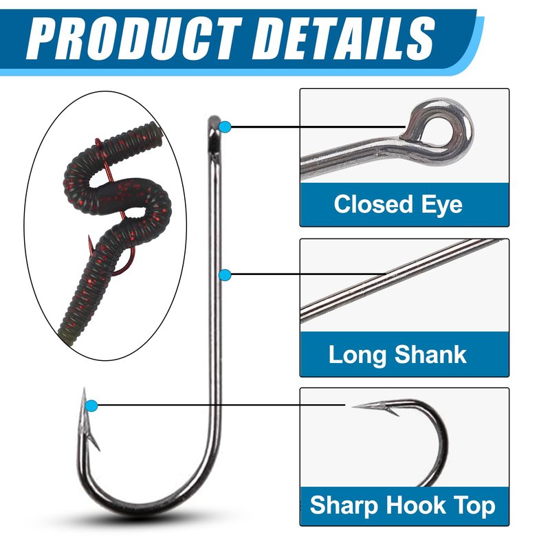 Crappie Panfish Fishing Hooks Aberdeen Hook Kit, 150pcs Aberdeen Fishing Hooks Long Shank Assorted Small Size Sharpened Live Bait Hook Set for Saltwater Freshwater Bass Catfish Trout Crappie Panfish