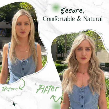 RUNATURE Blonde Secret Wire Hair Exensions Blonde Highlight Brown One Piece Hair Extensions Human Hair Wire in Extensions Straight 14 Inch 70g
