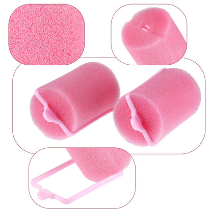 Geyoga 18 Pieces Sponge Hair Rollers Large Soft Foam Hair Styling Curlers Large Size Hairdressing Curlers for Women(1.6 x 2.8 Inches,Pink)