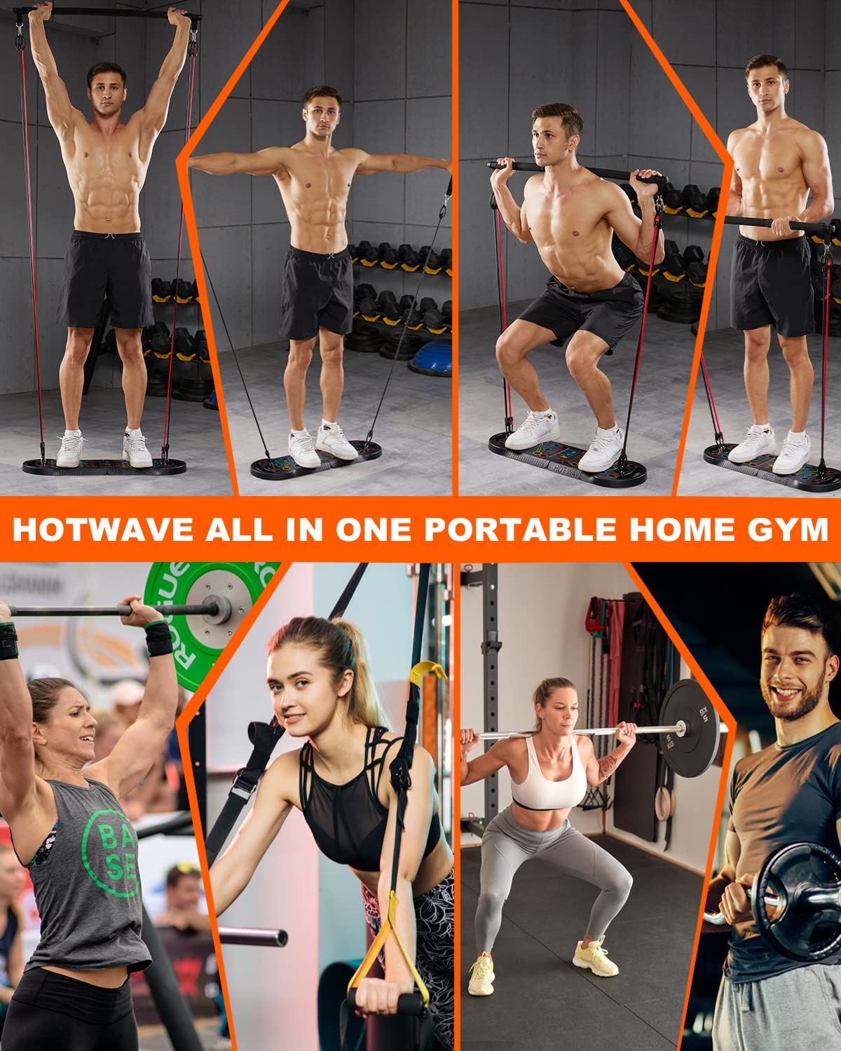 HOTWAVE Portable Exercise Equipment with 18 Gym Accessories.20 in 1 Push Up Board Fitness,Resistance Bands with Ab Roller Wheel,Full Body Workout at Home