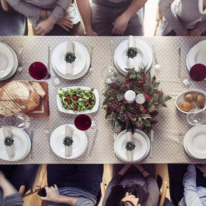 BEAVOING Pack of 18 Napkin Rings Alloy Hollow Out Flower Napkin Holder Dinning Table Napkin Ring for Dinner Parties Wedding Banquet Table Setting Family Gatherings Table Decor (Black Flower, 18)