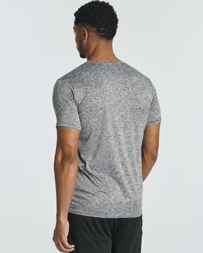Real Essentials 5 Pack: Men's Dry-Fit Short Sleeve Crew Neck T Shirts Fitness Running Gym Workout Cool Exercise Athletic Tee, Set 1, Large