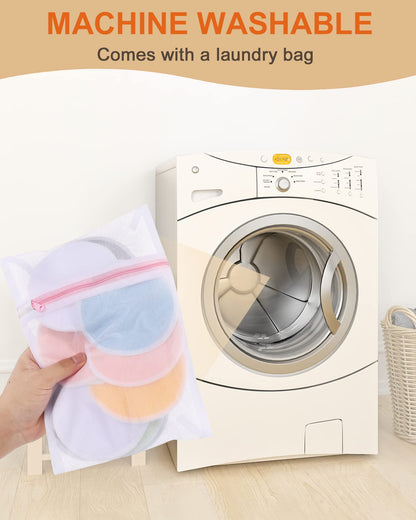 Lictin 12 pcs (6 Pairs) Nursing Pads Set Nursing Pads Washable Organic Bamboo Nursing Pads Reusable Nursing Pads Washable Soft Absorbent Nursing Pads with 1 Laundry Bag and 2 Organza Bags