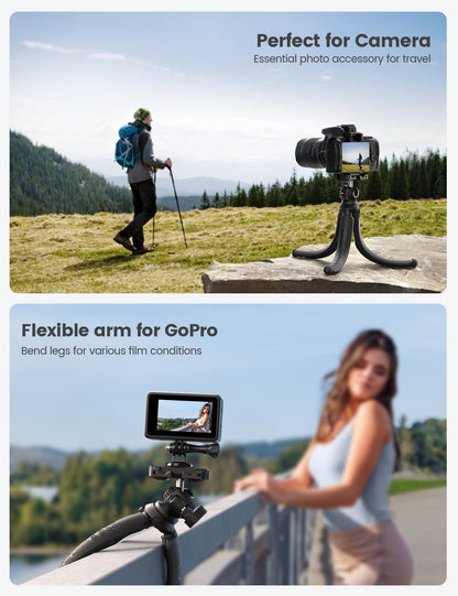 Lamicall Mobile Phone Tripod, Flexible Camera Tripod - Mini Cellphone Tripod Stand Holder, 360° Rotating Travel Smartphone Tripods Mount for Live Streaming, Cellphone, Camera