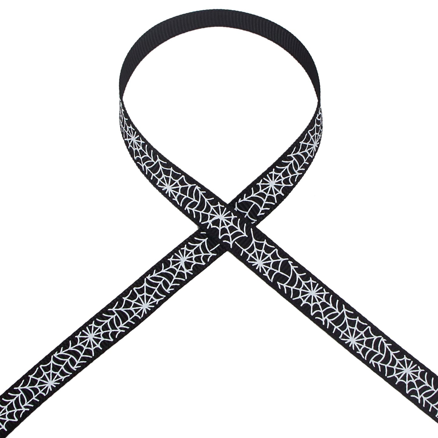 Ribbli 2 Rolls Halloween Grosgrain Ribbon,Spider Web Use for Craft,Halloween Wrapping,Home Decor,3/8 Inch Total 20 Yards,Black/White