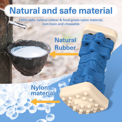 AOZOOM Dog Toys for Aggressive Chewers, Tough Dog Chew Toys, with Beef Flavor, Safe Rubber Indestructible, for Large Medium Small Dogs - Blue