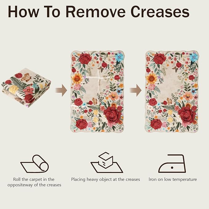 Kitchen Rug Runners for Hallways: 2'6''x8' Washable Runner Rugs for Kitchen Ultra Thin Stain Resistant Non Slip Low Pile Lightweight Vintage Floral Carpet for Laundry Room Decor (Beige)